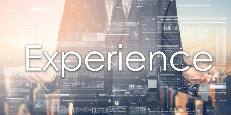 Businessman is presenting text: Experience